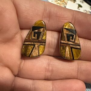 925 Native American Natural Stones  Earrings
